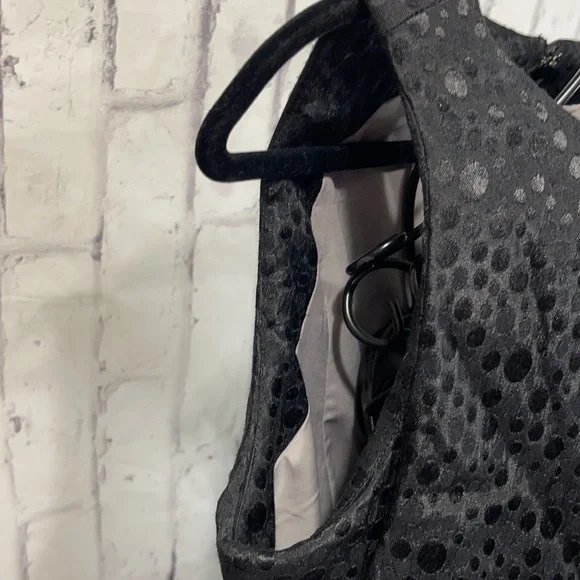 Tulle for Anthropologie Black Polka Dot Sleeveless Peplum Pleated Midi-Dress - Picture 9 of 11